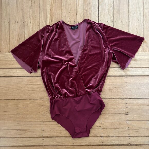 Zara Velvet Bodysuit in Pink with Ballet Coquette Wrap - Picture 2 of 7